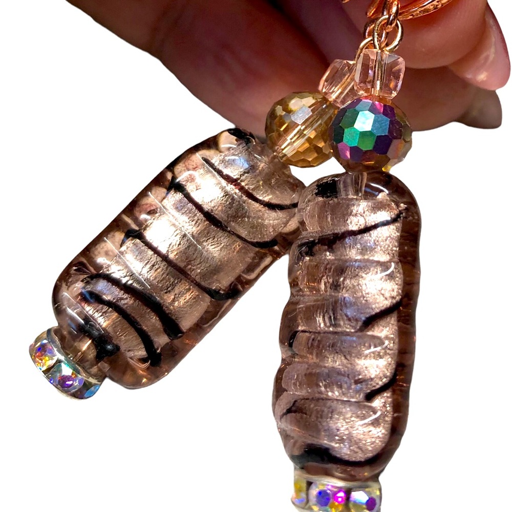 ⭐️🎁Italian murano glass and Swarovski earring -rose gold hooks